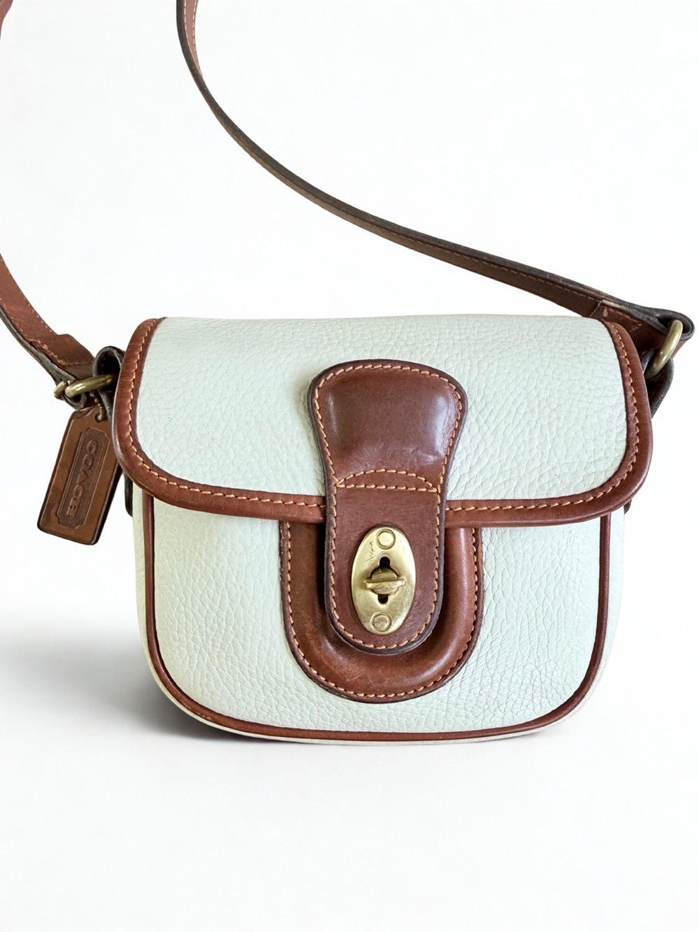 Vintage COACH Two-Tone Leather Flap Crossbody Bag - Style 311 - Picture 3 of 8